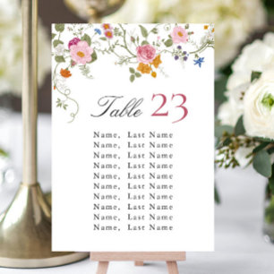 Pastel Pink Boho Fleur sauvage Numéro de table du 