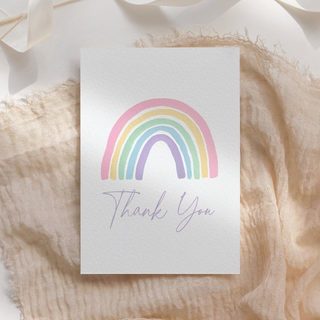 Pastel Pink Boho Rainbow Baby Shower  Thank You Card (Creator Uploaded)