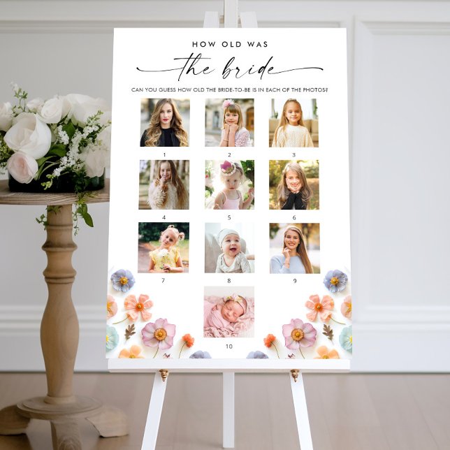 Pastel Pink Boho Wildflowers Bridal Shower Game Poster (Creator Uploaded)