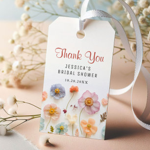 Pastel Pink Boho Wildflowers Wedding Bridal Shower Gift Tags
