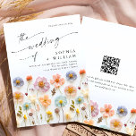 Pastel Pink Boho Wildflowers Wedding QR code Invitation<br><div class="desc">For further customization,  please click the "Personalize this template",  then "Edit using Design Tool". Stylish editable easy to use wedding templates,  more items available in the store (invitations,  rsvp,  thank you cards,  stationery & decor). If you need help or matching items,  please contact me.</div>