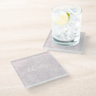 Pastel Pink Bokeh Design Glass Coaster