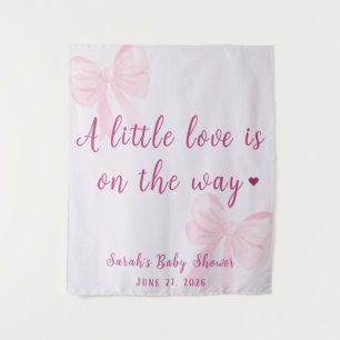 Pastel Pink Bow Coquette Baby Shower Cute Backdrop Tapestry