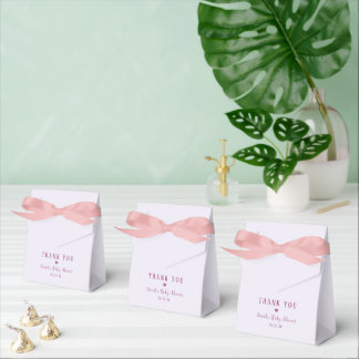 Pastel Pink Bow Thank You Baby Shower Favor Box