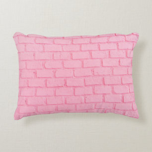 Pastel pink brick background wall texture. pink re accent pillow