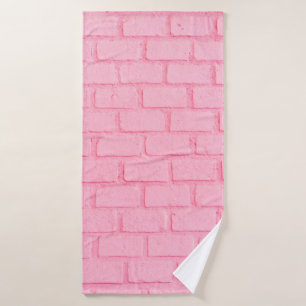 Pastel pink brick background wall texture. pink re bath towel