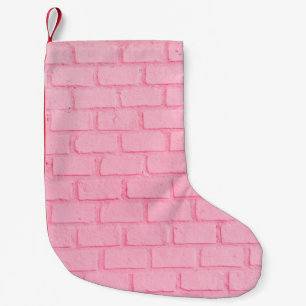 Pastel pink brick background wall texture. pink re small christmas stocking