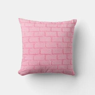 Pastel pink brick background wall texture. pink re throw pillow