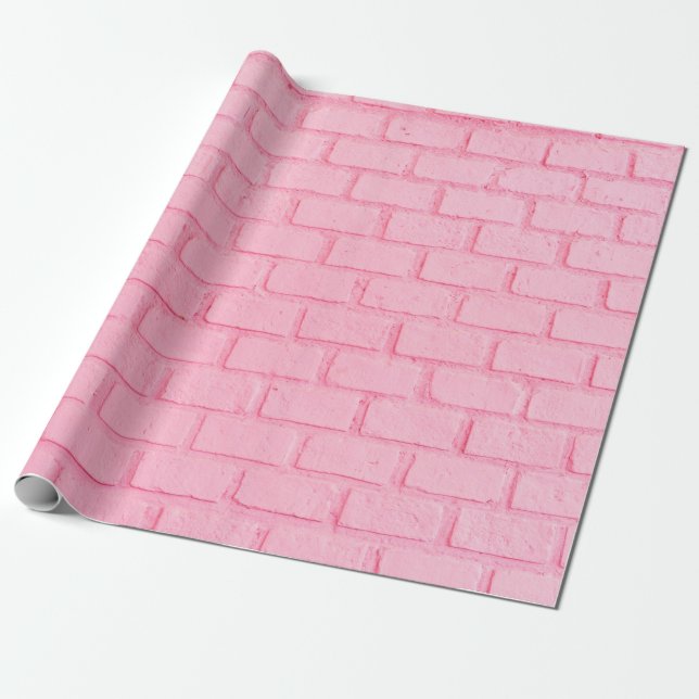 Pastel pink brick background wall texture. pink re wrapping paper (Unrolled)