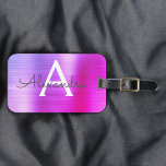 Pastel Pink Brushed Metal Monogram Name Initial Luggage Tag<br><div class="desc">Pastel Ombre Pink,  Orange and Purple Brushed Metal Foil Monogram Name and Initial Luggage Tag. This bag tag is perfect for Back to School,  Work,  or Travelling.</div>