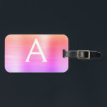 Pastel Pink Brushed Metal Monogram Name Initial Luggage Tag<br><div class="desc">Pastel Ombre Pink,  Orange and Purple Brushed Metal Foil Monogram Name and Initial Luggage Tag. This bag tag is perfect for Back to School,  Work,  or Travelling.</div>