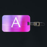 Pastel Pink Brushed Metal Monogram Name Initial Luggage Tag<br><div class="desc">Pastel Ombre Pink,  Orange and Purple Brushed Metal Foil Monogram Name and Initial Luggage Tag. This bag tag is perfect for Back to School,  Work,  or Travelling.</div>