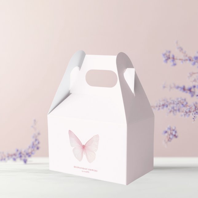 "Pastel Pink Butterfly Baby Shower  Favor Box (Creator Uploaded)