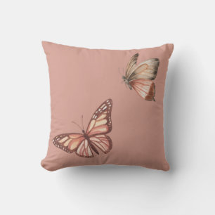 Pastel Pink Butterfly Throw Pillow