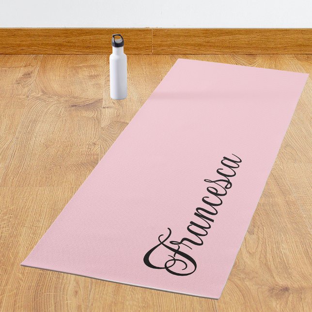 Pastel Pink Calligraphy Name | Stylish Simple Yoga Mat (Creator Uploaded)