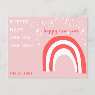 pastel pink candy cane rainbow personalized postcard