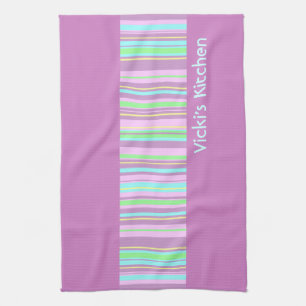 Pastel Pink Candy Stripe kitchen tea towel