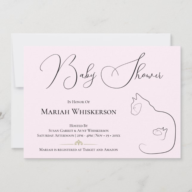 Pastel Pink Cat Lover Baby Shower Invitation (Front)