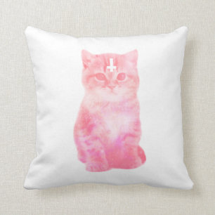Pastel Pink Cat Pillow