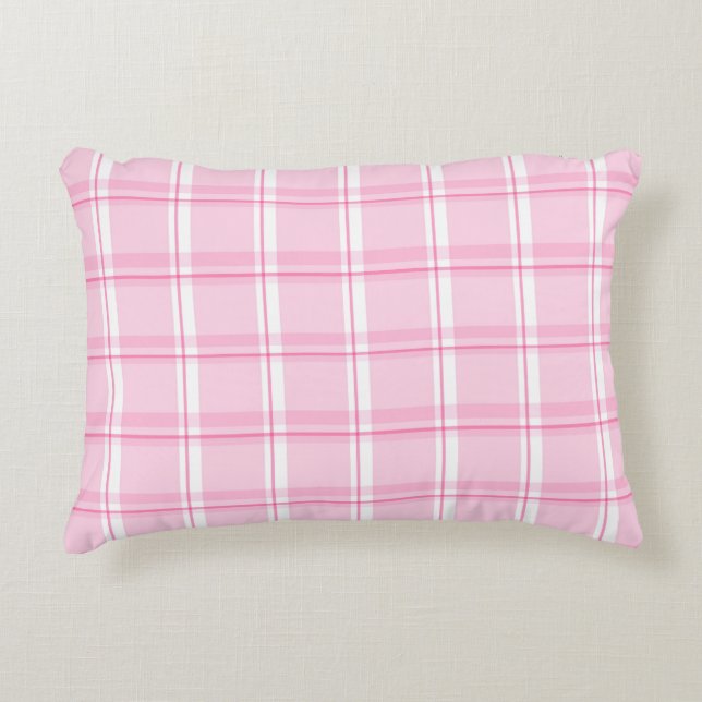 Pastel Pink Chequered Accent Pillow (Front)