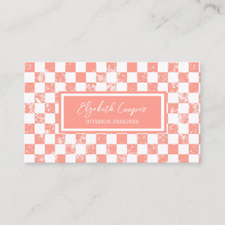 Pastel Pink Chequered Board Business Card