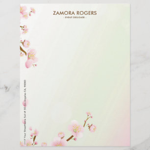 Pastel Pink Cherry-Blossom Letterhead
