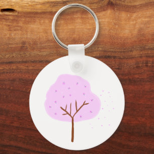 Pastel Pink Cherry Blossom Tree Floral Gift Keychain