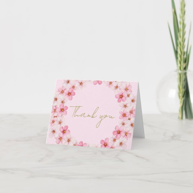 Pastel Pink Cherry Blossoms Beautiful Thank you  (Front)