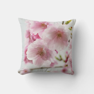 Pastel Pink Cherry Blossoms Throw Pillow