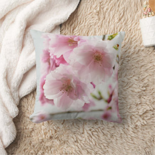 Pastel Pink Cherry Blossoms Trhow Pillow