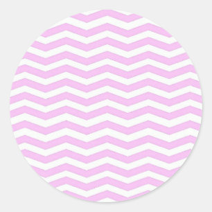 Pastel Pink  Chevron Stripes Round Sticker