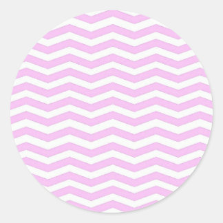 Pastel Pink Chevron Stripes Round Sticker