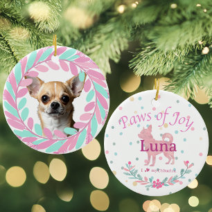 Pastel Pink Chihuahua   Personalized Christmas Ceramic Ornament
