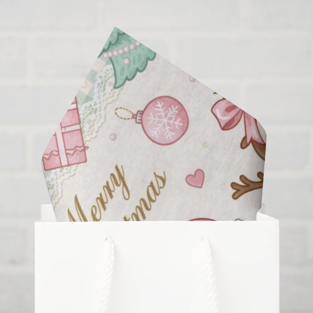 Pastel Pink Christmas Delight Tissue Paper (Gift Bag)
