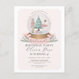 Pastel Pink Christmas Nutcracker birthday party Postcard