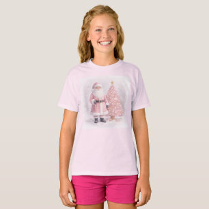 Pastel Pink Christmas Santa  T-Shirt