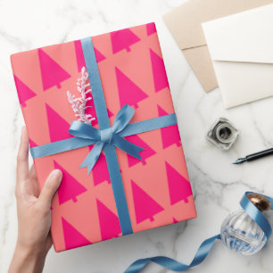 Pastel Pink Christmas tree Soft Warm Pink  Wrapping Paper