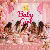 Pastel Pink Clouds Sunshine Baby Girl Shower
