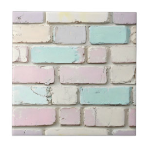 Pastel Pink Colour Brick Pattern Tile