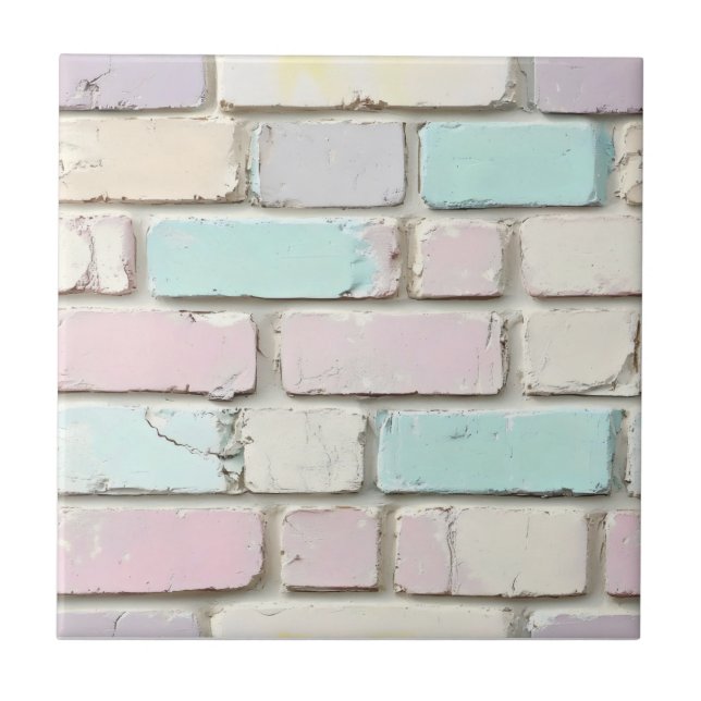 Pastel Pink Colour Brick Pattern Tile (Front)