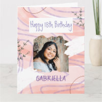 Pastel pink colours custom photo birthday card