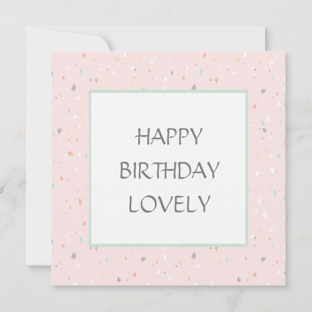 pastel pink confetti happy birthday lovely card (Front)