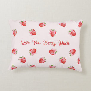 Pastel Pink Coquette Strawberry Personalized Accent Pillow