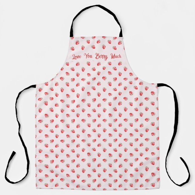 Pastel Pink Coquette Strawberry Personalized Apron (Front)