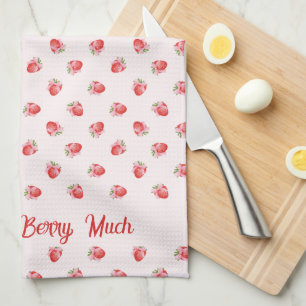 Pastel Pink Coquette Strawberry Personalized Kitchen Towel