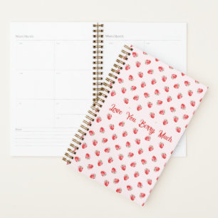 Pastel Pink Coquette Strawberry Personalized Planner
