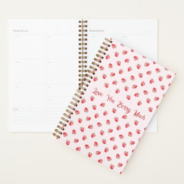 Pastel Pink Coquette Strawberry Personalized Planner (Display)