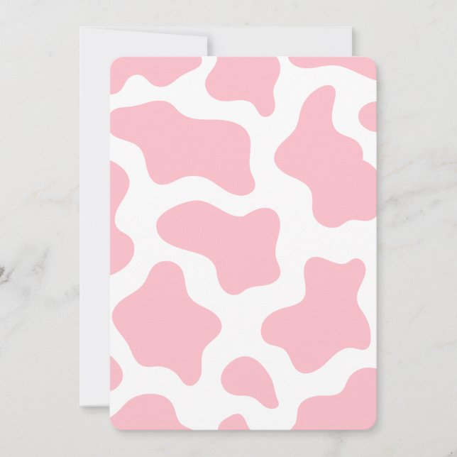 pastel pink cow print kawaii invitation (Front)
