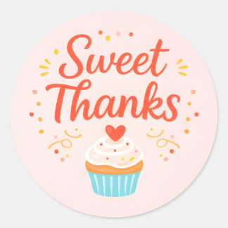 Pastel Pink Cupcake Baking Thank You Sticker