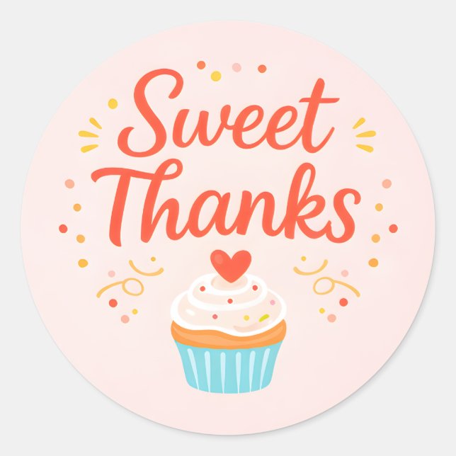 Pastel Pink Cupcake Baking Thank You Sticker (Devant)